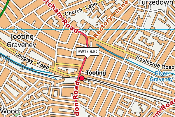 SW17 9JQ map - OS VectorMap District (Ordnance Survey) SW17 9JQ map - OS VectorMap District (Ordnance Survey)