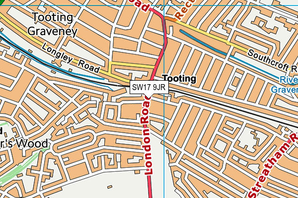 SW17 9JR map - OS VectorMap District (Ordnance Survey) SW17 9JR map - OS VectorMap District (Ordnance Survey)