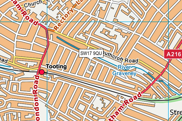 SW17 9QU map - OS VectorMap District (Ordnance Survey) SW17 9QU map - OS VectorMap District (Ordnance Survey)
