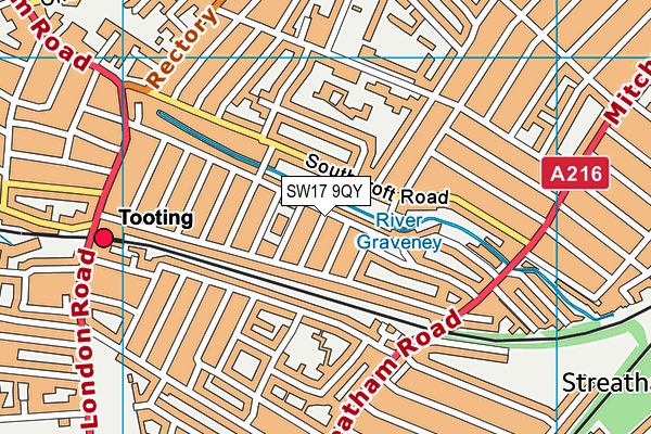 SW17 9QY map - OS VectorMap District (Ordnance Survey)