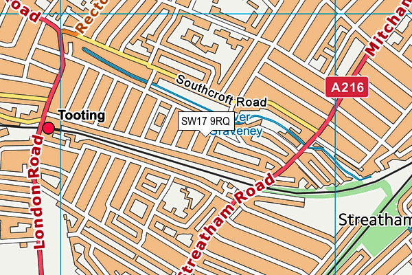 SW17 9RQ map - OS VectorMap District (Ordnance Survey) SW17 9RQ map - OS VectorMap District (Ordnance Survey)