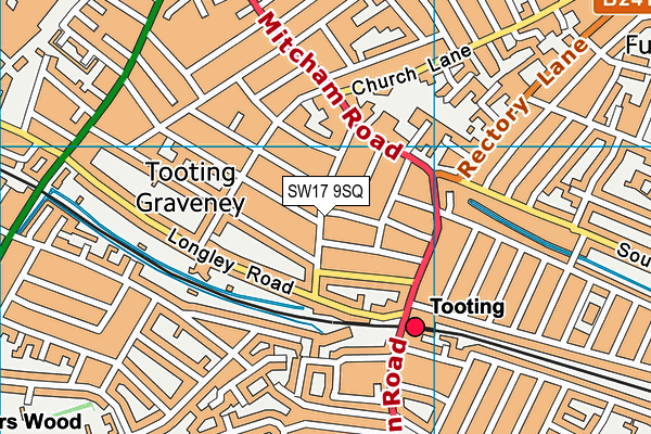 SW17 9SQ map - OS VectorMap District (Ordnance Survey) SW17 9SQ map - OS VectorMap District (Ordnance Survey)