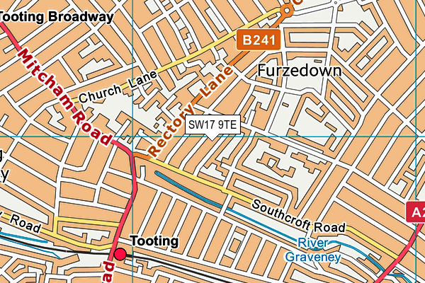 SW17 9TE map - OS VectorMap District (Ordnance Survey) SW17 9TE map - OS VectorMap District (Ordnance Survey)