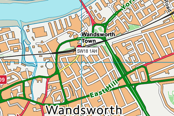 SW18 1AH map - OS VectorMap District (Ordnance Survey) SW18 1AH map - OS VectorMap District (Ordnance Survey)