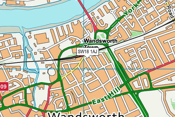 SW18 1AJ map - OS VectorMap District (Ordnance Survey) SW18 1AJ map - OS VectorMap District (Ordnance Survey)