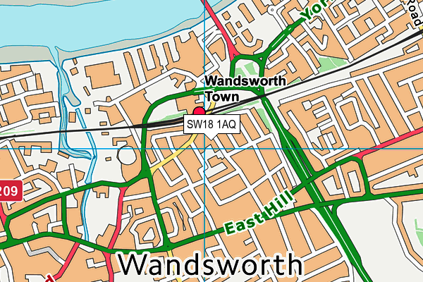 SW18 1AQ map - OS VectorMap District (Ordnance Survey)