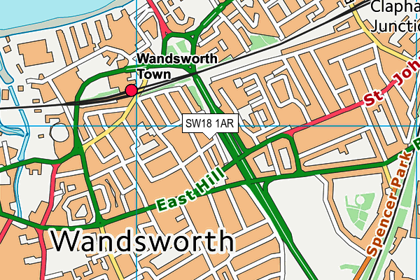 SW18 1AR map - OS VectorMap District (Ordnance Survey) SW18 1AR map - OS VectorMap District (Ordnance Survey)