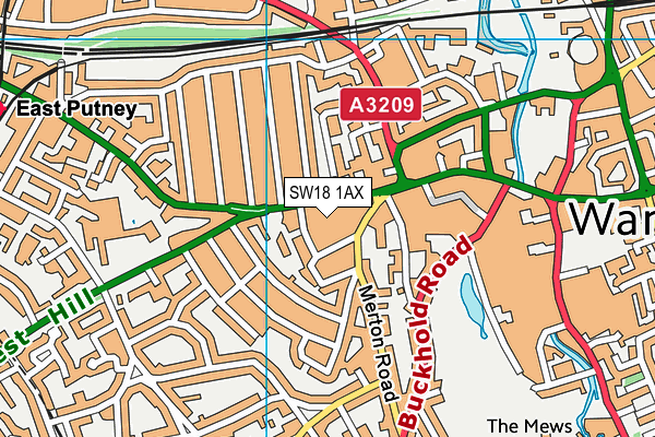 SW18 1AX map - OS VectorMap District (Ordnance Survey) SW18 1AX map - OS VectorMap District (Ordnance Survey)