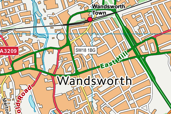 SW18 1BG map - OS VectorMap District (Ordnance Survey) SW18 1BG map - OS VectorMap District (Ordnance Survey)