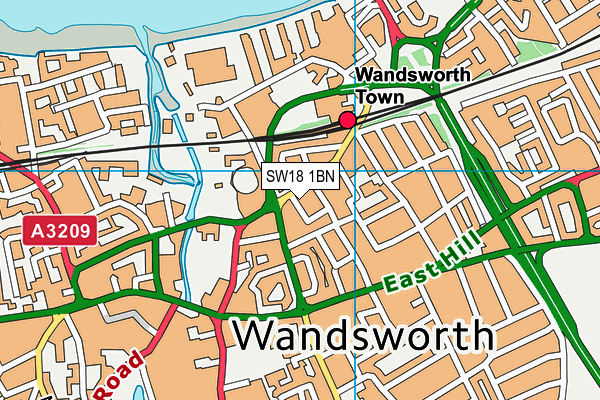 SW18 1BN map - OS VectorMap District (Ordnance Survey) SW18 1BN map - OS VectorMap District (Ordnance Survey)