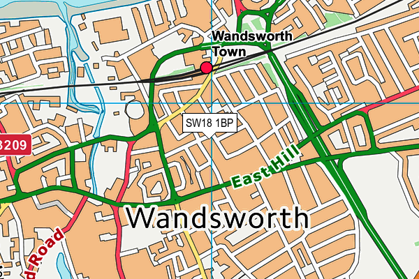 SW18 1BP map - OS VectorMap District (Ordnance Survey)