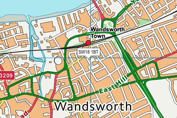 SW18 1BT map - OS VectorMap District (Ordnance Survey) SW18 1BT map - OS VectorMap District (Ordnance Survey)