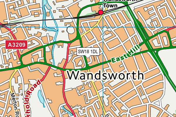 SW18 1DL map - OS VectorMap District (Ordnance Survey) SW18 1DL map - OS VectorMap District (Ordnance Survey)