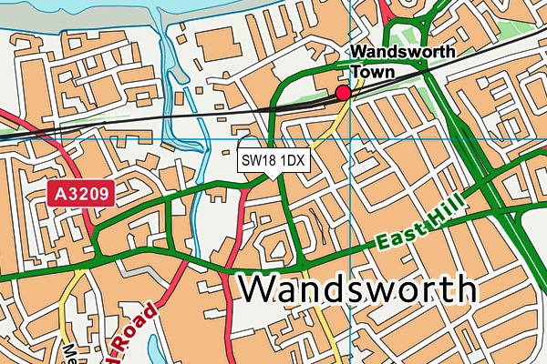 SW18 1DX map - OS VectorMap District (Ordnance Survey) SW18 1DX map - OS VectorMap District (Ordnance Survey)