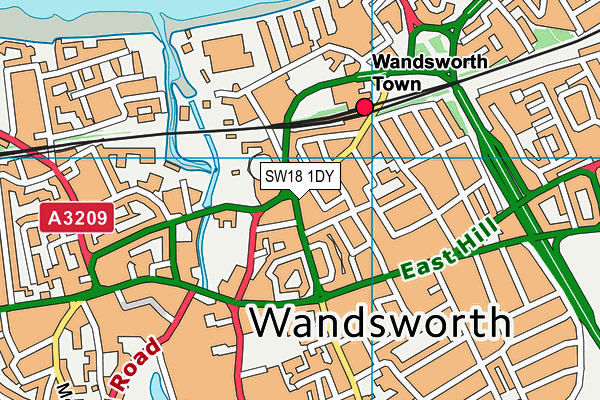 SW18 1DY map - OS VectorMap District (Ordnance Survey) SW18 1DY map - OS VectorMap District (Ordnance Survey)