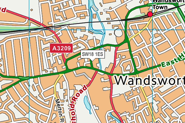 SW18 1ES map - OS VectorMap District (Ordnance Survey) SW18 1ES map - OS VectorMap District (Ordnance Survey)