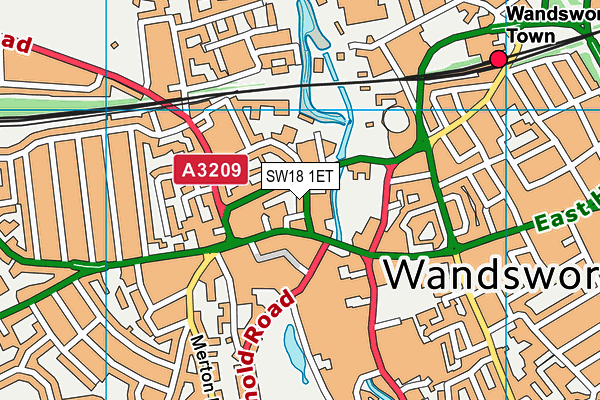 SW18 1ET map - OS VectorMap District (Ordnance Survey) SW18 1ET map - OS VectorMap District (Ordnance Survey)