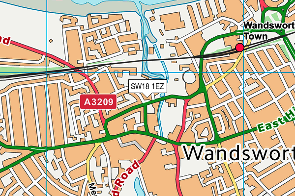 SW18 1EZ map - OS VectorMap District (Ordnance Survey) SW18 1EZ map - OS VectorMap District (Ordnance Survey)