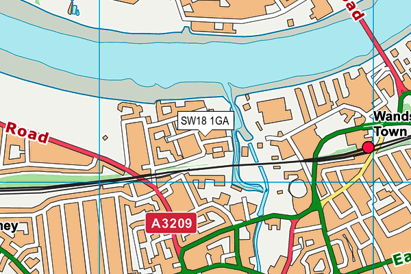 SW18 1GA map - OS VectorMap District (Ordnance Survey) SW18 1GA map - OS VectorMap District (Ordnance Survey)