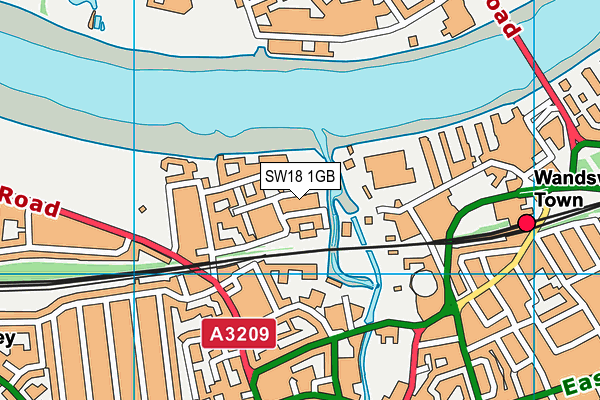 SW18 1GB map - OS VectorMap District (Ordnance Survey)