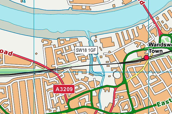 SW18 1GF map - OS VectorMap District (Ordnance Survey)