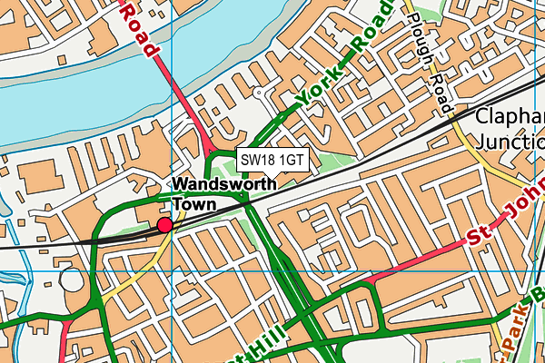 SW18 1GT map - OS VectorMap District (Ordnance Survey)