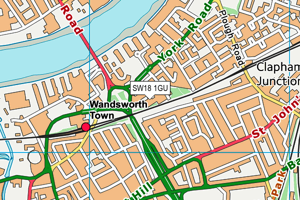 SW18 1GU map - OS VectorMap District (Ordnance Survey) SW18 1GU map - OS VectorMap District (Ordnance Survey)