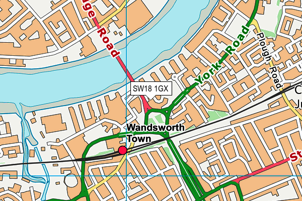 SW18 1GX map - OS VectorMap District (Ordnance Survey) SW18 1GX map - OS VectorMap District (Ordnance Survey)