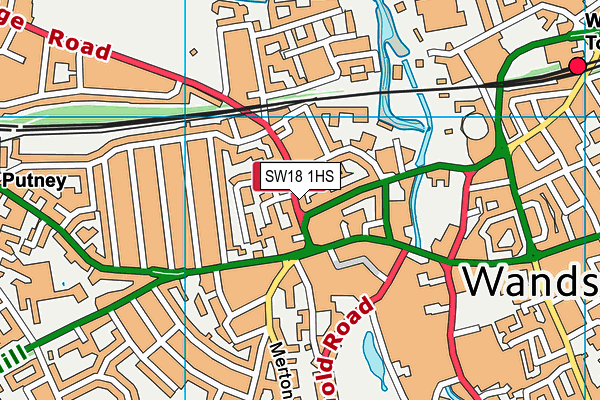 SW18 1HS map - OS VectorMap District (Ordnance Survey)
