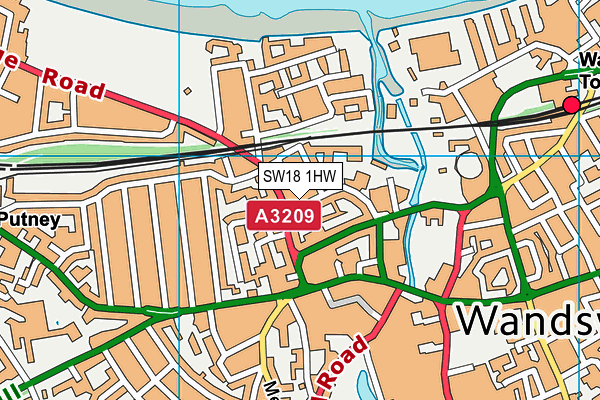 SW18 1HW map - OS VectorMap District (Ordnance Survey) SW18 1HW map - OS VectorMap District (Ordnance Survey)