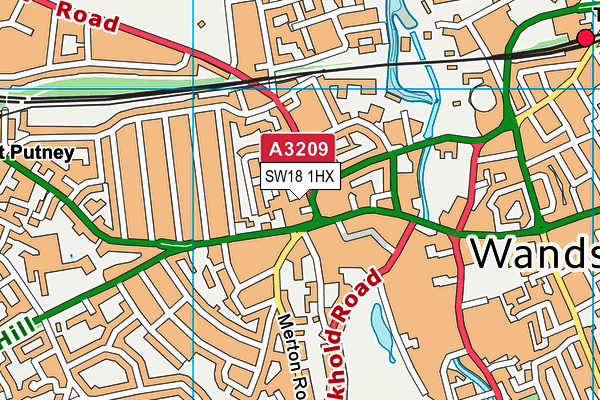 SW18 1HX map - OS VectorMap District (Ordnance Survey) SW18 1HX map - OS VectorMap District (Ordnance Survey)