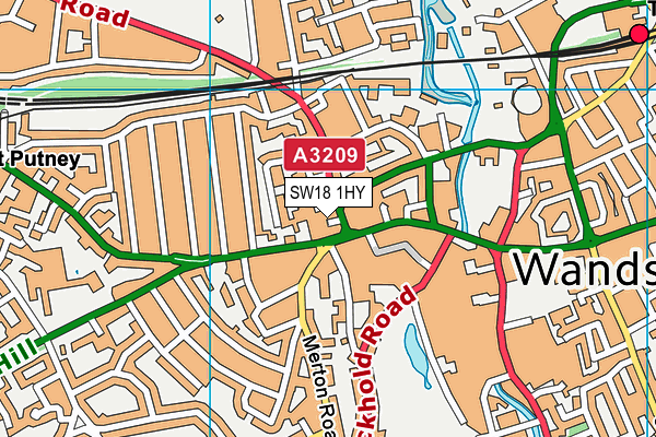 SW18 1HY map - OS VectorMap District (Ordnance Survey) SW18 1HY map - OS VectorMap District (Ordnance Survey)