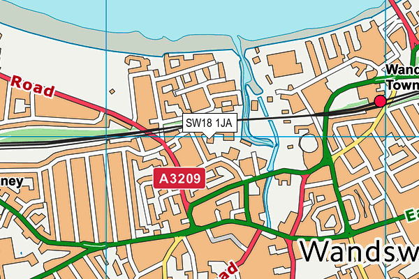 SW18 1JA map - OS VectorMap District (Ordnance Survey) SW18 1JA map - OS VectorMap District (Ordnance Survey)