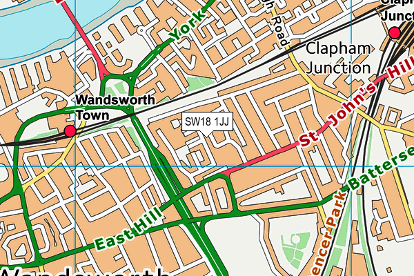 SW18 1JJ map - OS VectorMap District (Ordnance Survey)