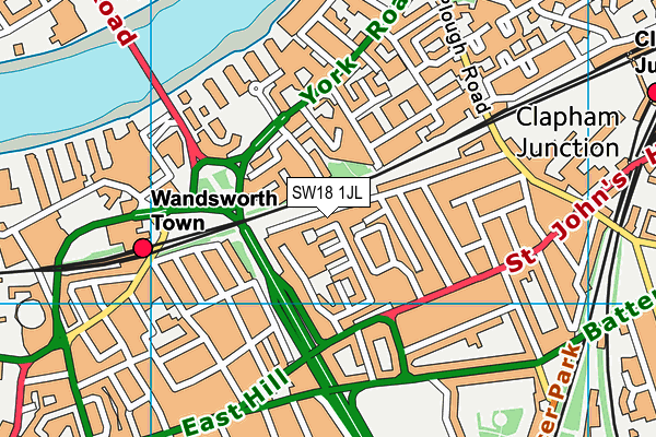 SW18 1JL map - OS VectorMap District (Ordnance Survey) SW18 1JL map - OS VectorMap District (Ordnance Survey)