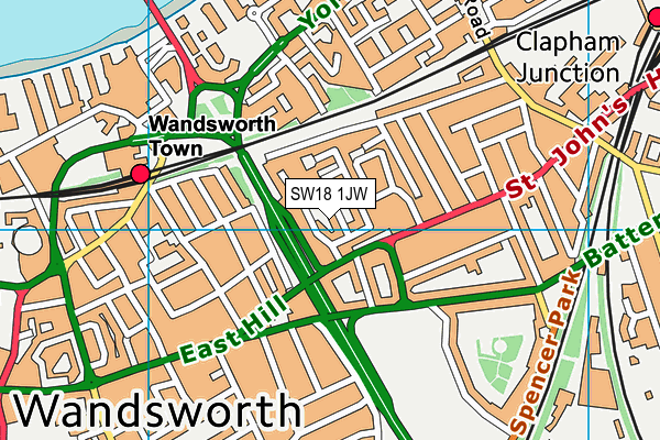 SW18 1JW map - OS VectorMap District (Ordnance Survey) SW18 1JW map - OS VectorMap District (Ordnance Survey)
