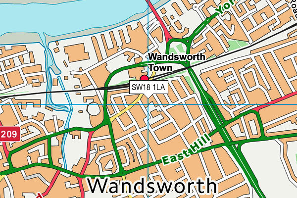SW18 1LA map - OS VectorMap District (Ordnance Survey)