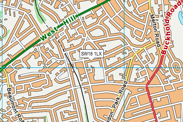 SW18 1LX map - OS VectorMap District (Ordnance Survey) SW18 1LX map - OS VectorMap District (Ordnance Survey)