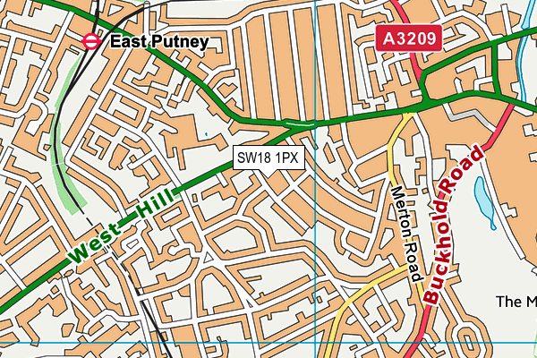 SW18 1PX map - OS VectorMap District (Ordnance Survey) SW18 1PX map - OS VectorMap District (Ordnance Survey)