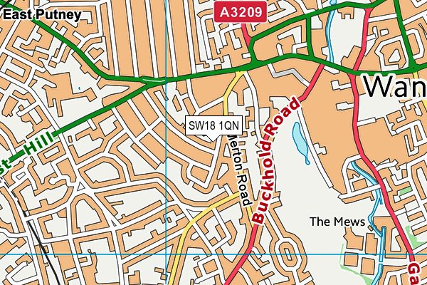 SW18 1QN map - OS VectorMap District (Ordnance Survey) SW18 1QN map - OS VectorMap District (Ordnance Survey)