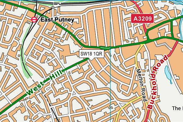 SW18 1QR map - OS VectorMap District (Ordnance Survey)