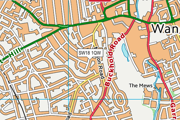 SW18 1QW map - OS VectorMap District (Ordnance Survey) SW18 1QW map - OS VectorMap District (Ordnance Survey)