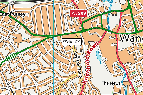 SW18 1QX map - OS VectorMap District (Ordnance Survey) SW18 1QX map - OS VectorMap District (Ordnance Survey)