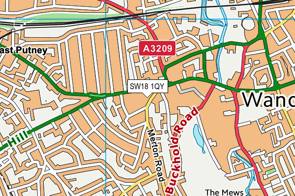 SW18 1QY map - OS VectorMap District (Ordnance Survey) SW18 1QY map - OS VectorMap District (Ordnance Survey)
