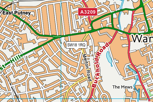 SW18 1RQ map - OS VectorMap District (Ordnance Survey) SW18 1RQ map - OS VectorMap District (Ordnance Survey)