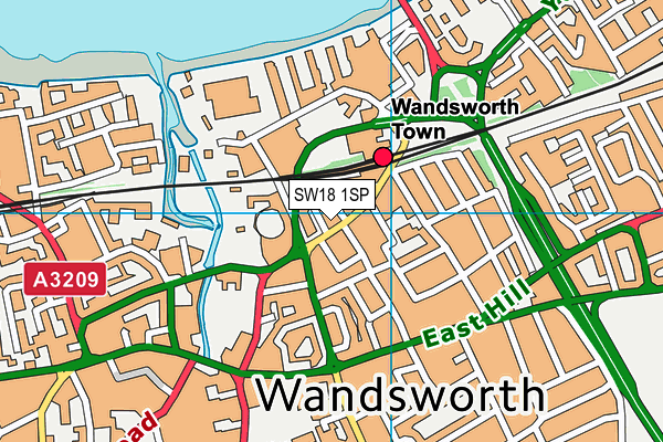 SW18 1SP map - OS VectorMap District (Ordnance Survey) SW18 1SP map - OS VectorMap District (Ordnance Survey)