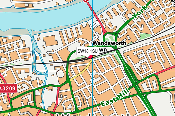 SW18 1SU map - OS VectorMap District (Ordnance Survey)