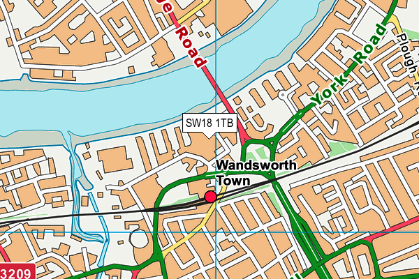 SW18 1TB map - OS VectorMap District (Ordnance Survey) SW18 1TB map - OS VectorMap District (Ordnance Survey)
