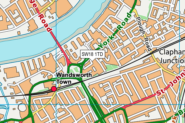 SW18 1TD map - OS VectorMap District (Ordnance Survey) SW18 1TD map - OS VectorMap District (Ordnance Survey)