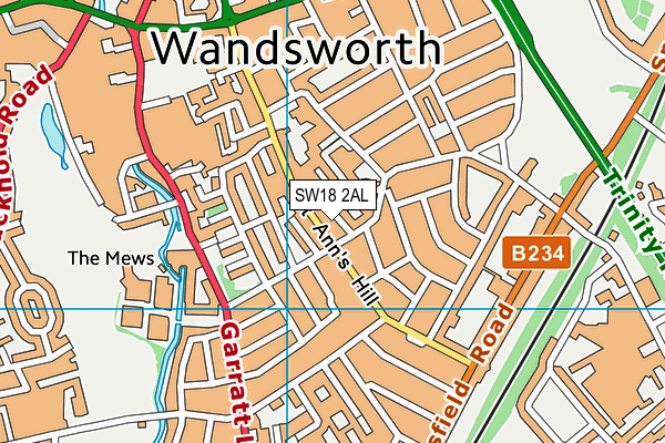 SW18 2AL map - OS VectorMap District (Ordnance Survey) SW18 2AL map - OS VectorMap District (Ordnance Survey)